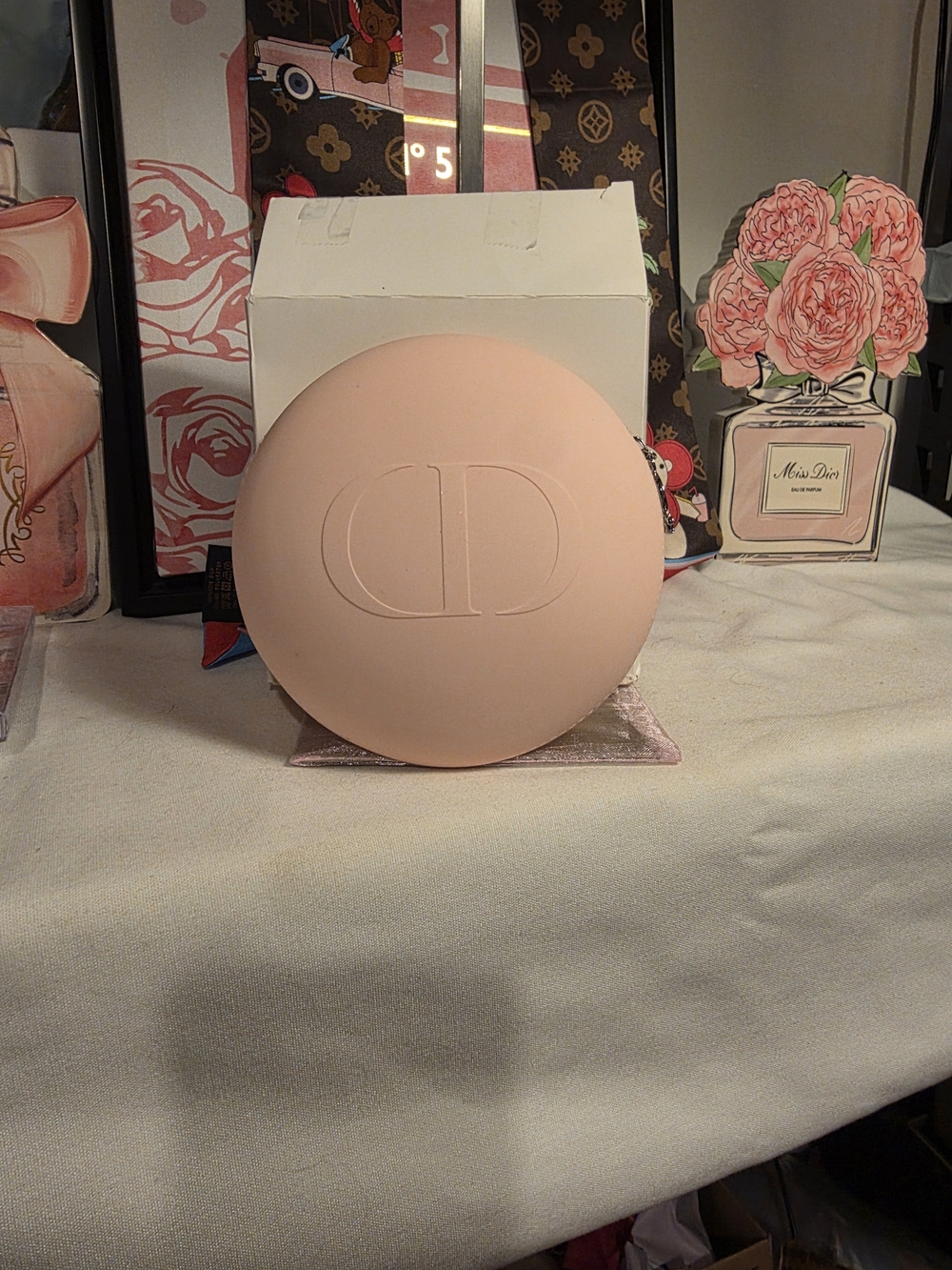 Dior Pink Round Cosmetic Pouch